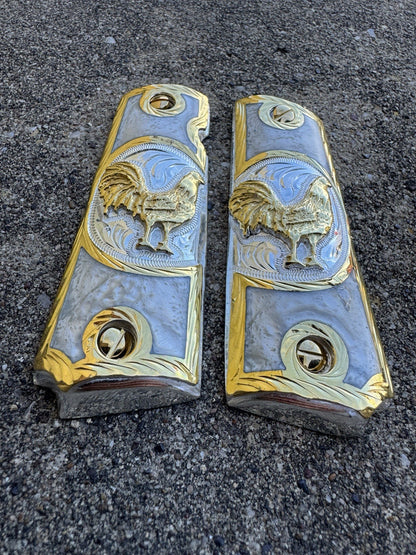 1911 45 38 Super Full Size Gallo Gold Gun Pistol Grip Cachas & 24K Screws