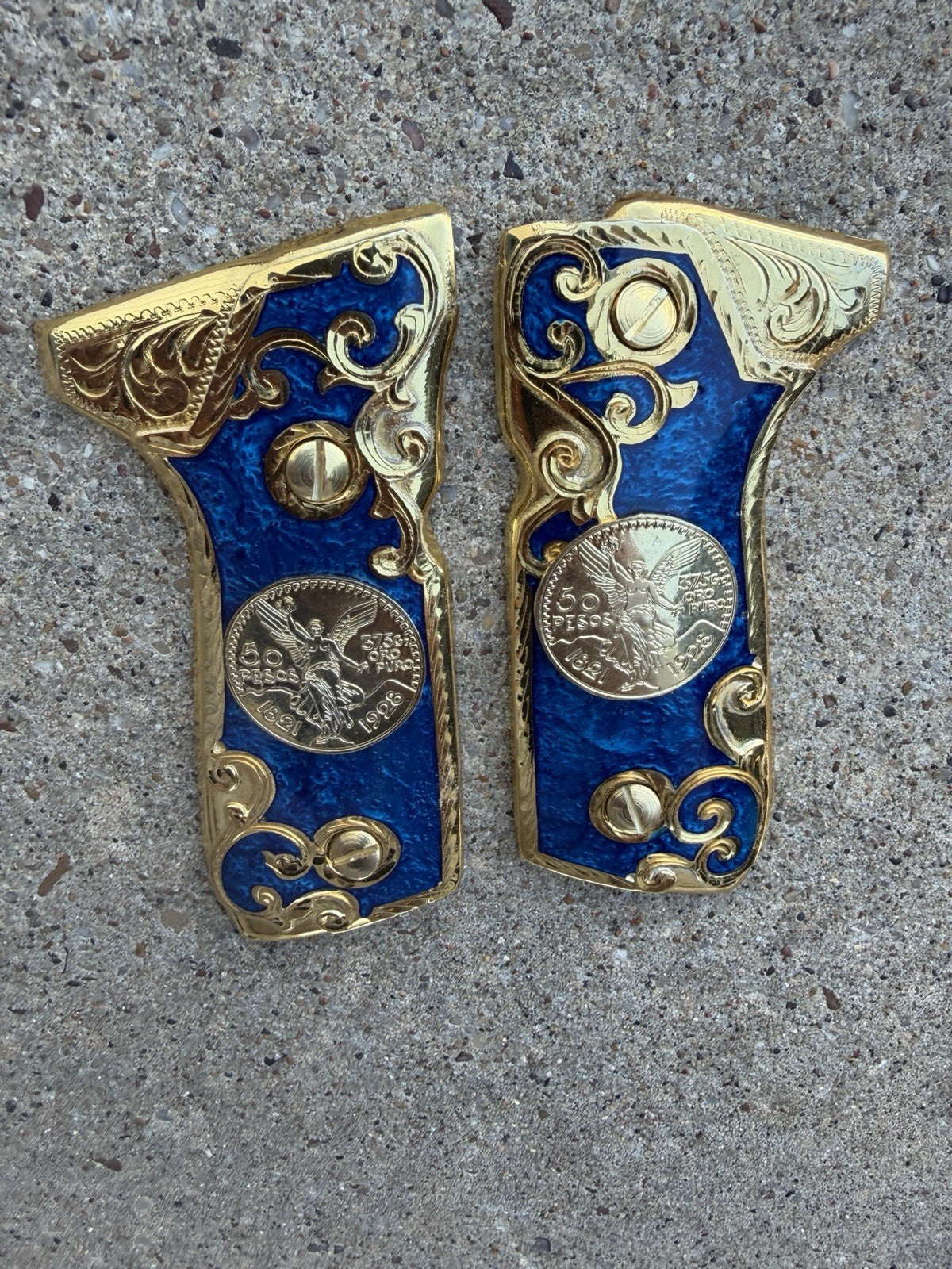 Beretta 92FS Cachas Centenario Gold Plated Pistol Custom Grips & Gold Screws