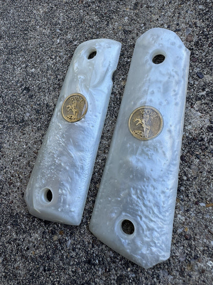 1911 45 38 Super Full Size Resin Gold Colt Coin Gun Pistol Grip Cachas