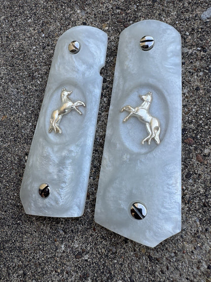 1911 45 38 Super Full Size Resin SilverColt Horse Gun Pistol Grip Cachas