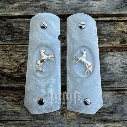1911 45 38 Super Full Size Resin SilverColt Horse Gun Pistol Grip Cachas