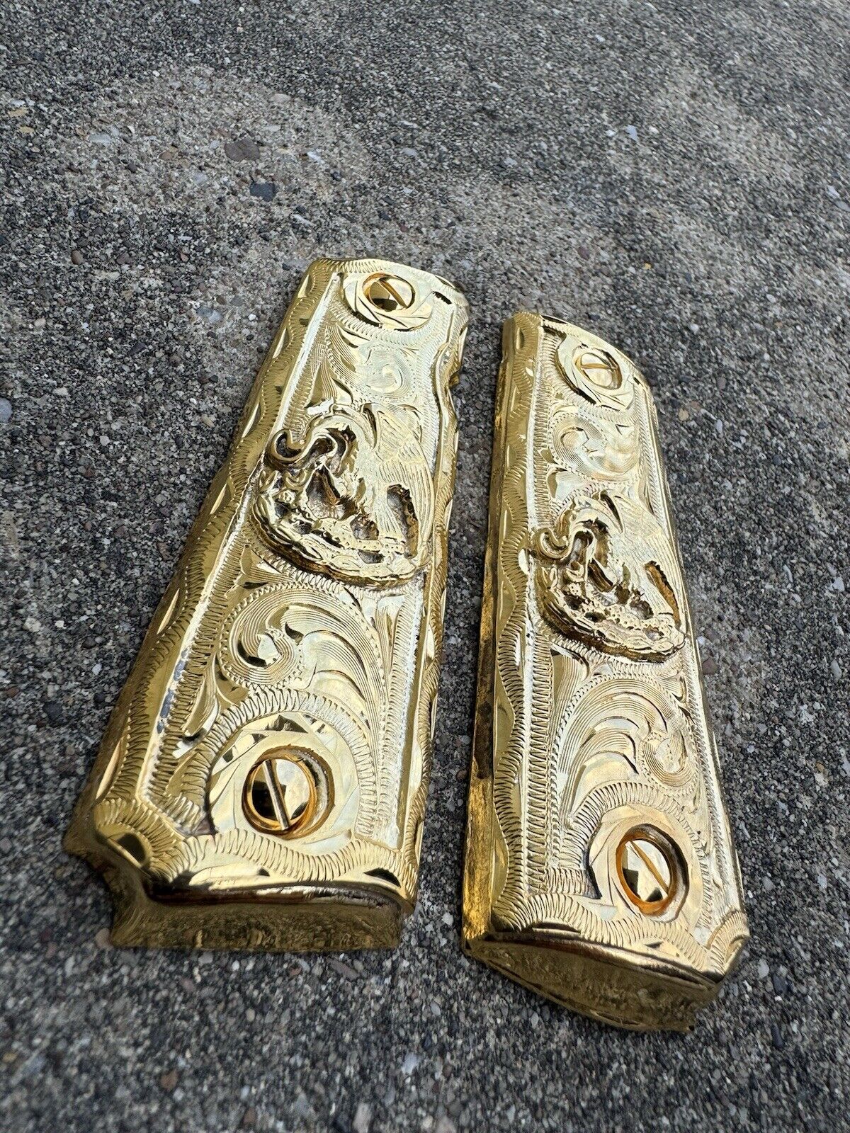 1911 45 38 Super Full Size Aguila Gold Gun Pistol Grips Cachas & 24K Screws