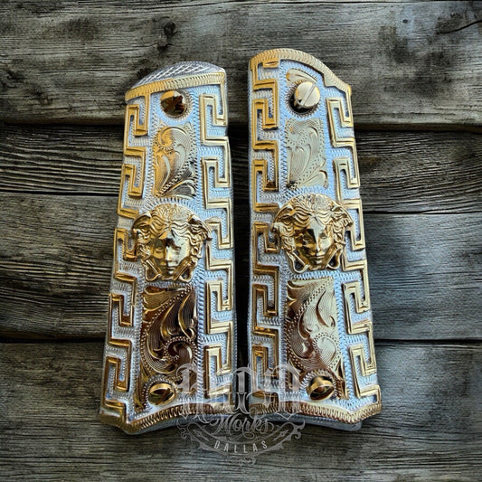 1911 45 38 Super Full Size Vercase Gold Gun Pistol Grip Cachas & 24K Screws