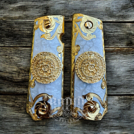 1911 45 38 Super Full Size Calendario Gold Gun Pistol Grip Cachas & 24K Screws