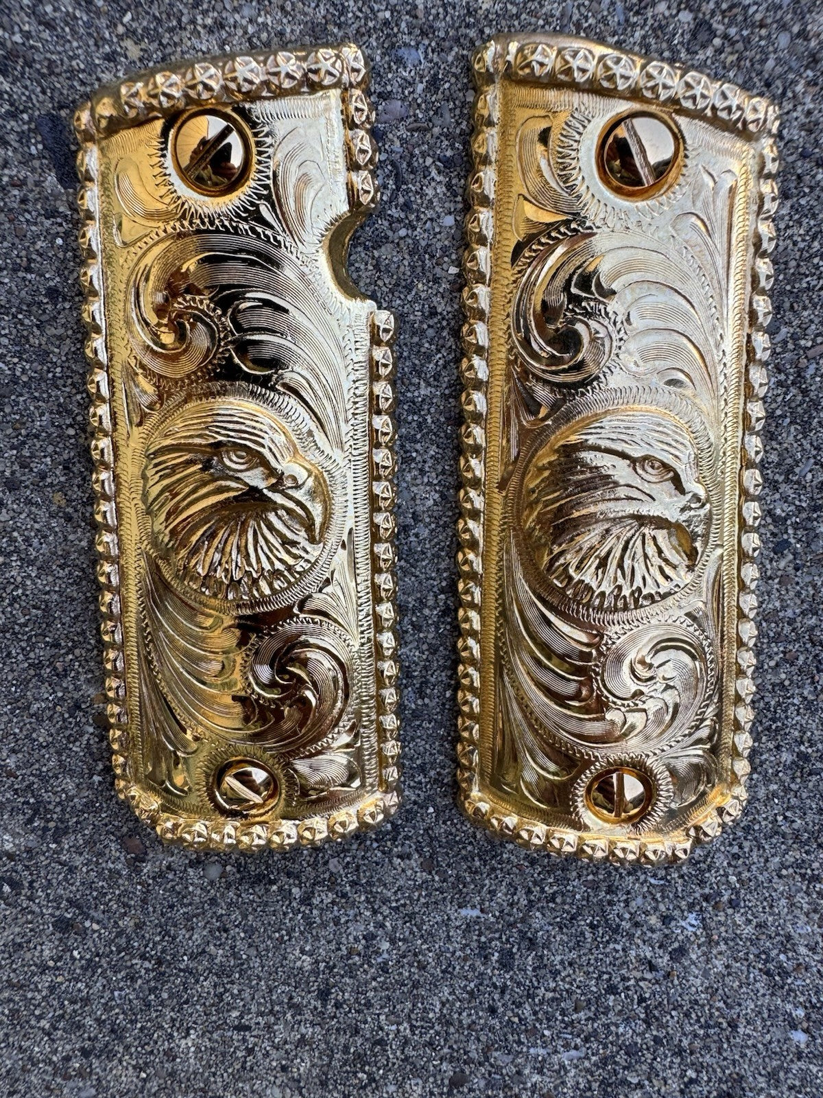 1911 45 38 Super Full Size Gold Gun Pistol Grip Cachas Chapeado & 24K Screws