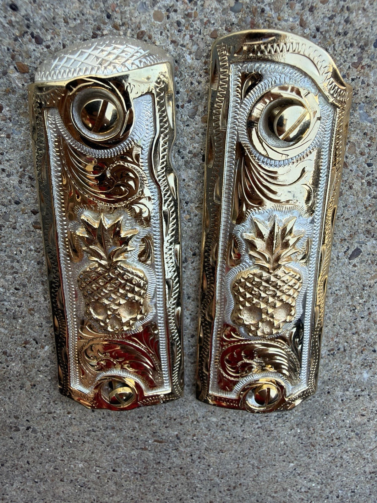 1911 45 38 Super Full Size Gold Gun Pistol Grip Cachas Chapeado & 24K Screws