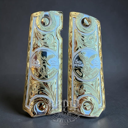 1911 45 38 Super Full Size Centenario Gold Gun Pistol Grip Cachas & 24K Screws