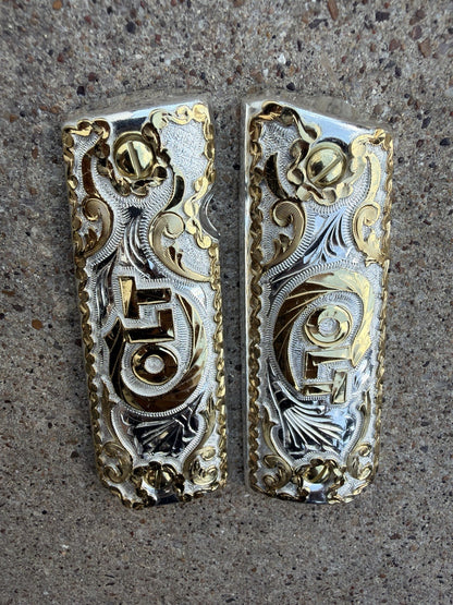 1911 45 38 Super Full Size COLT Gold Gun Pistol Grip Cachas Chapeado & 24K Screw