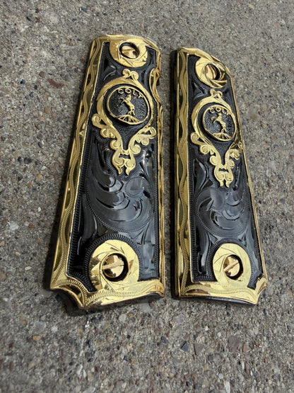 1911 45 38 Super Full Size Horse Gold Gun Pistol Grip Cachas & 24K Screws