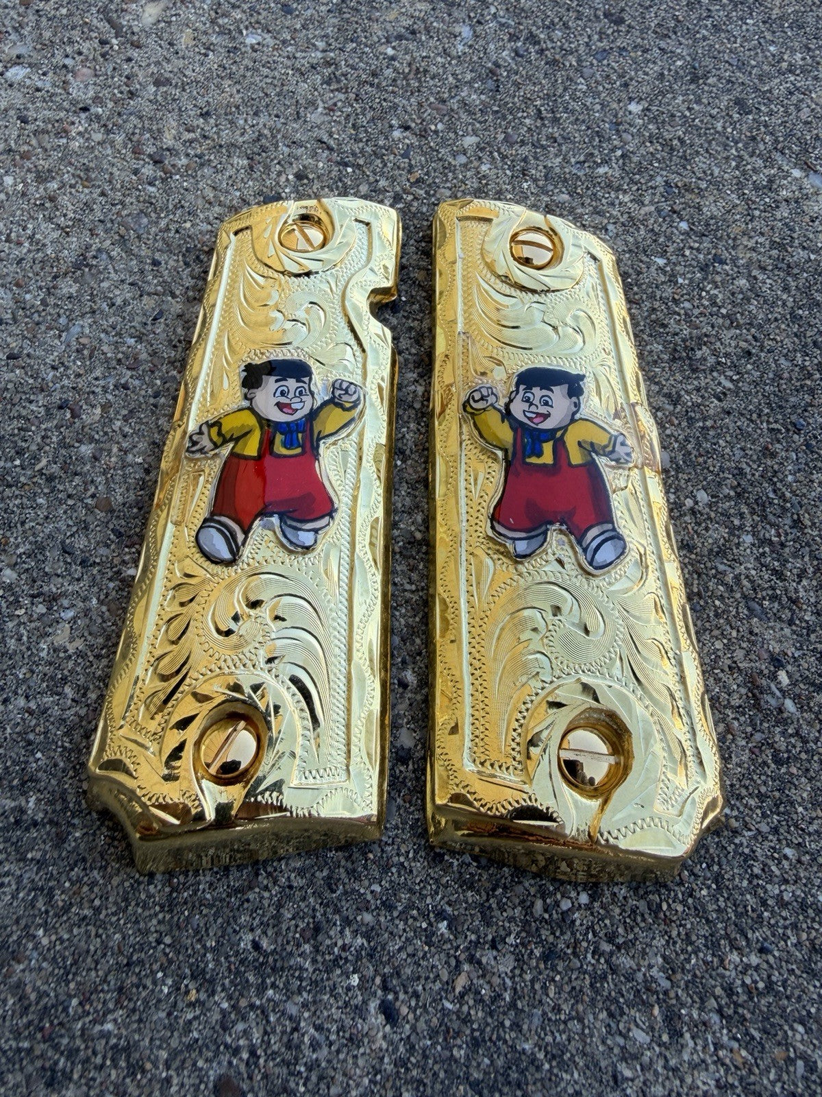 1911 45 38 Super Full Size Ñoño Gold Gun Pistol Grip Cachas & 24K Screws