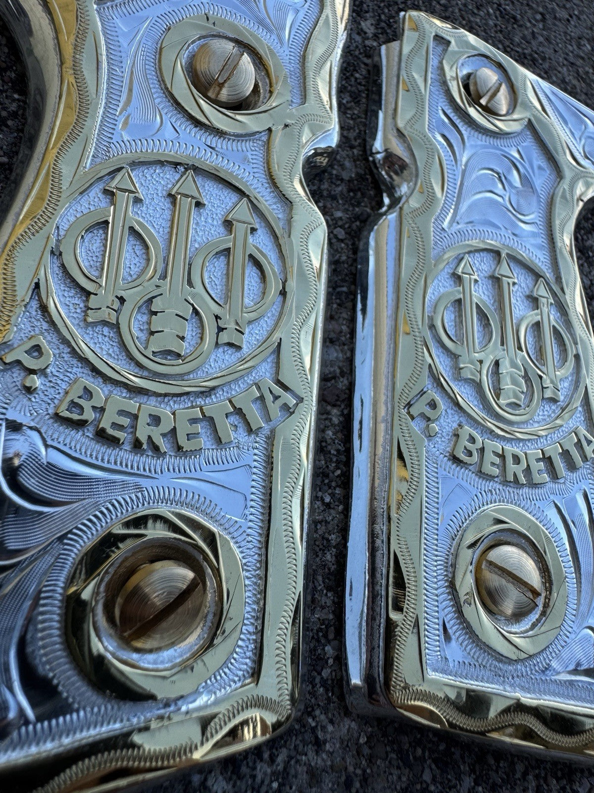 Beretta 92FS Cachas Gold Plated Pistol Custom Grips & Gold Screws