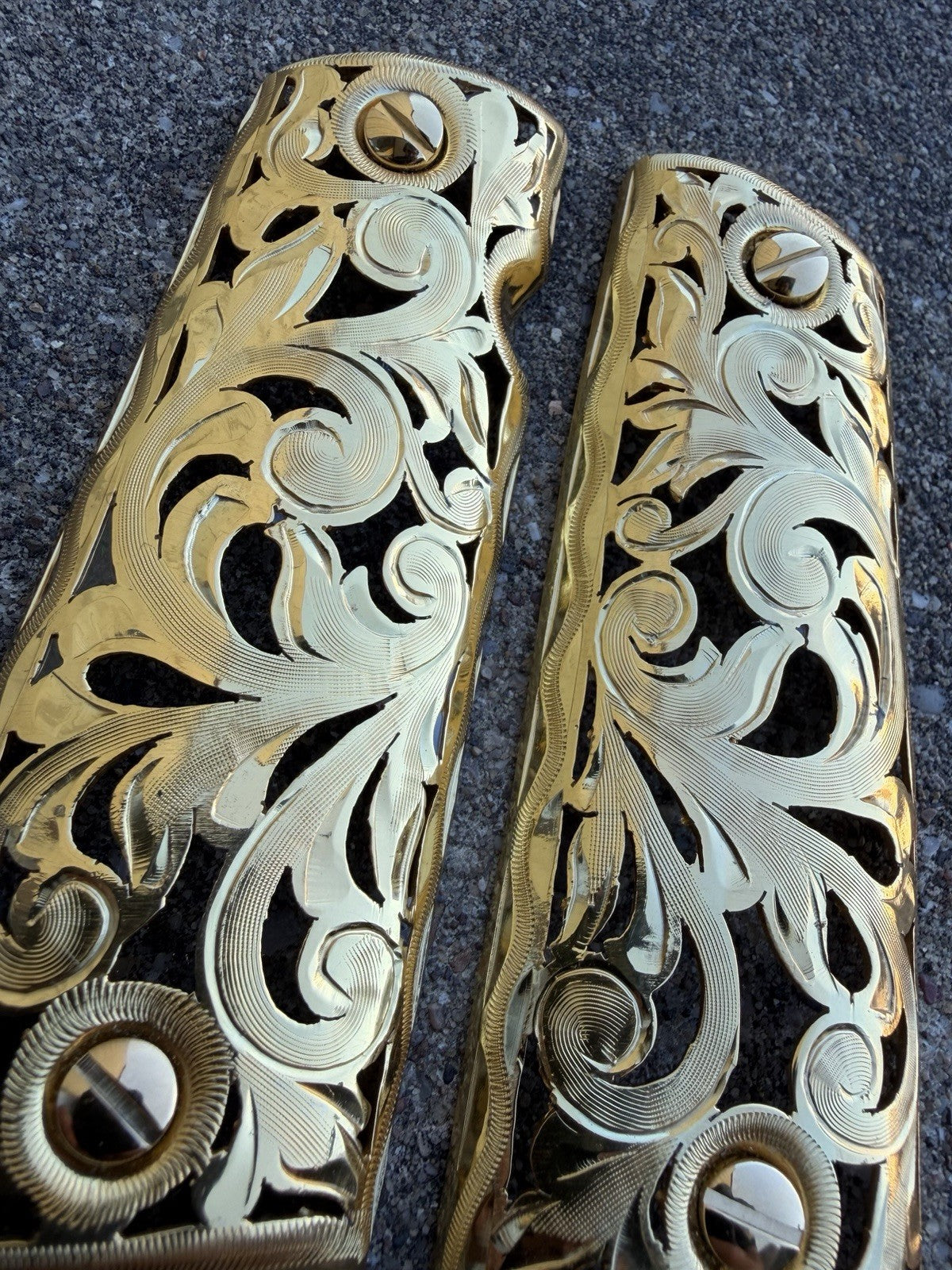1911 45 38 Super Full Size Gold Gun Pistol Grip Cachas Chapeado & 24K Screws