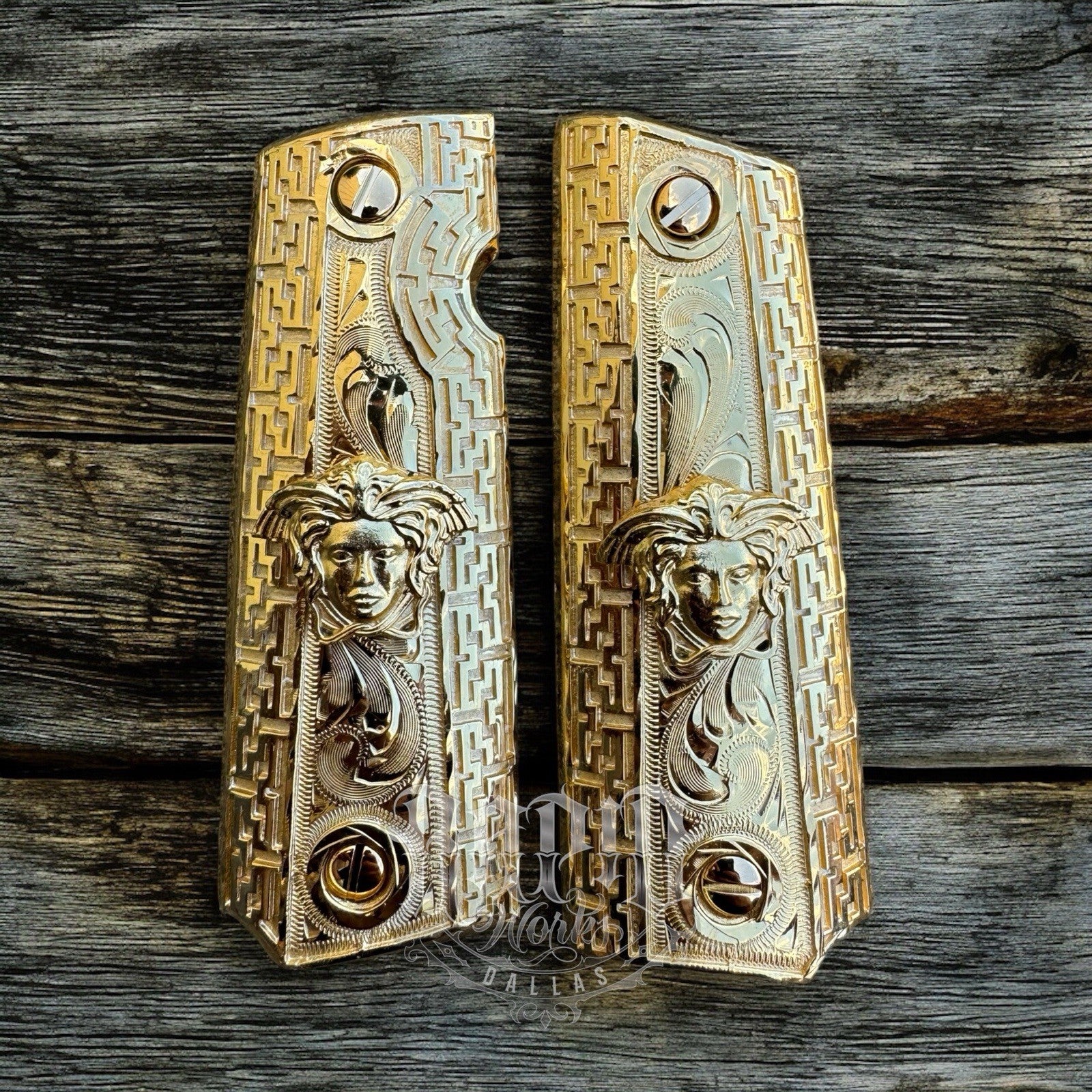 1911 45 38 Super Full Size Versace Gold Gun Pistol Grip Cachas