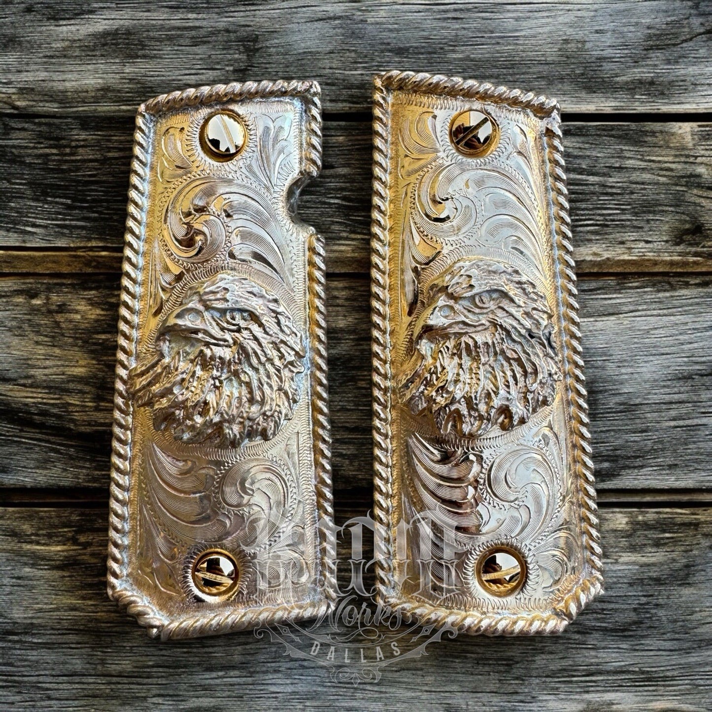 1911 45 38 Super Full Size Gold Gun Pistol Grip Cachas Chapeado & 24K Screws