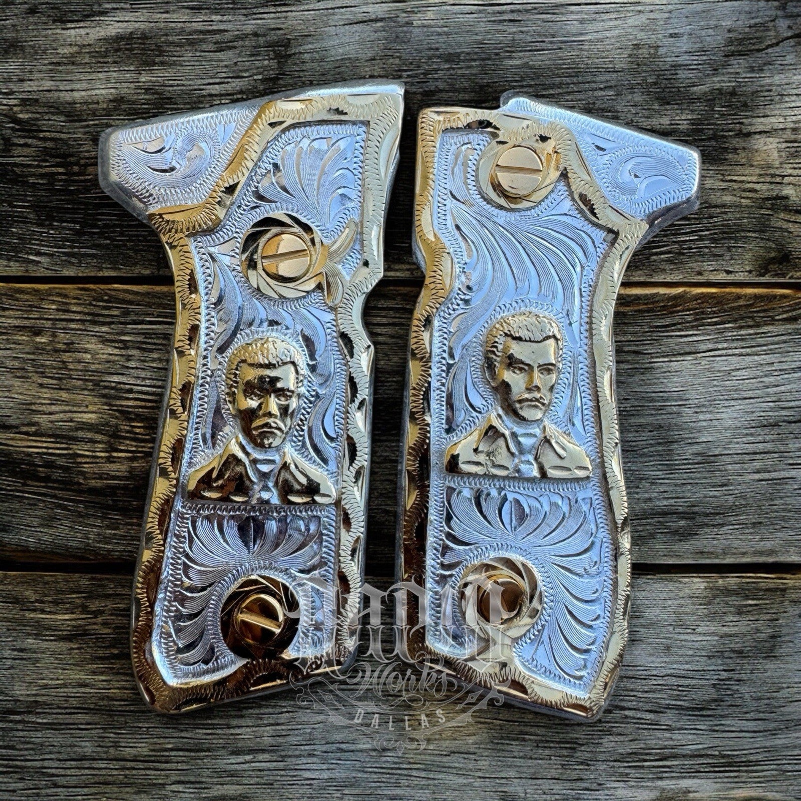 Beretta 92FS Cachas Gold Plated Pistol Custom Grips & Gold Screws