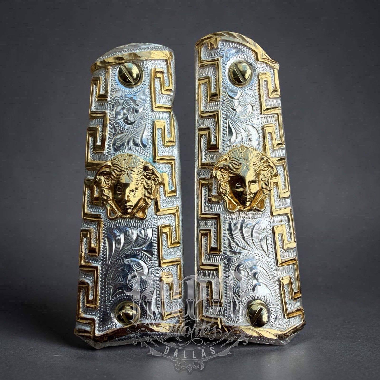 1911 45 38 Super Full Size Versace Gold Gun Pistol Grip Cachas & 24K Screws