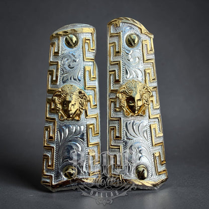 1911 45 38 Super Full Size Versace Gold Gun Pistol Grip Cachas & 24K Screws
