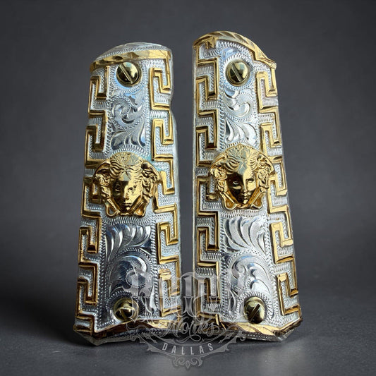 1911 45 38 Super Full Size Versace Gold Gun Pistol Grip Cachas & 24K Screws