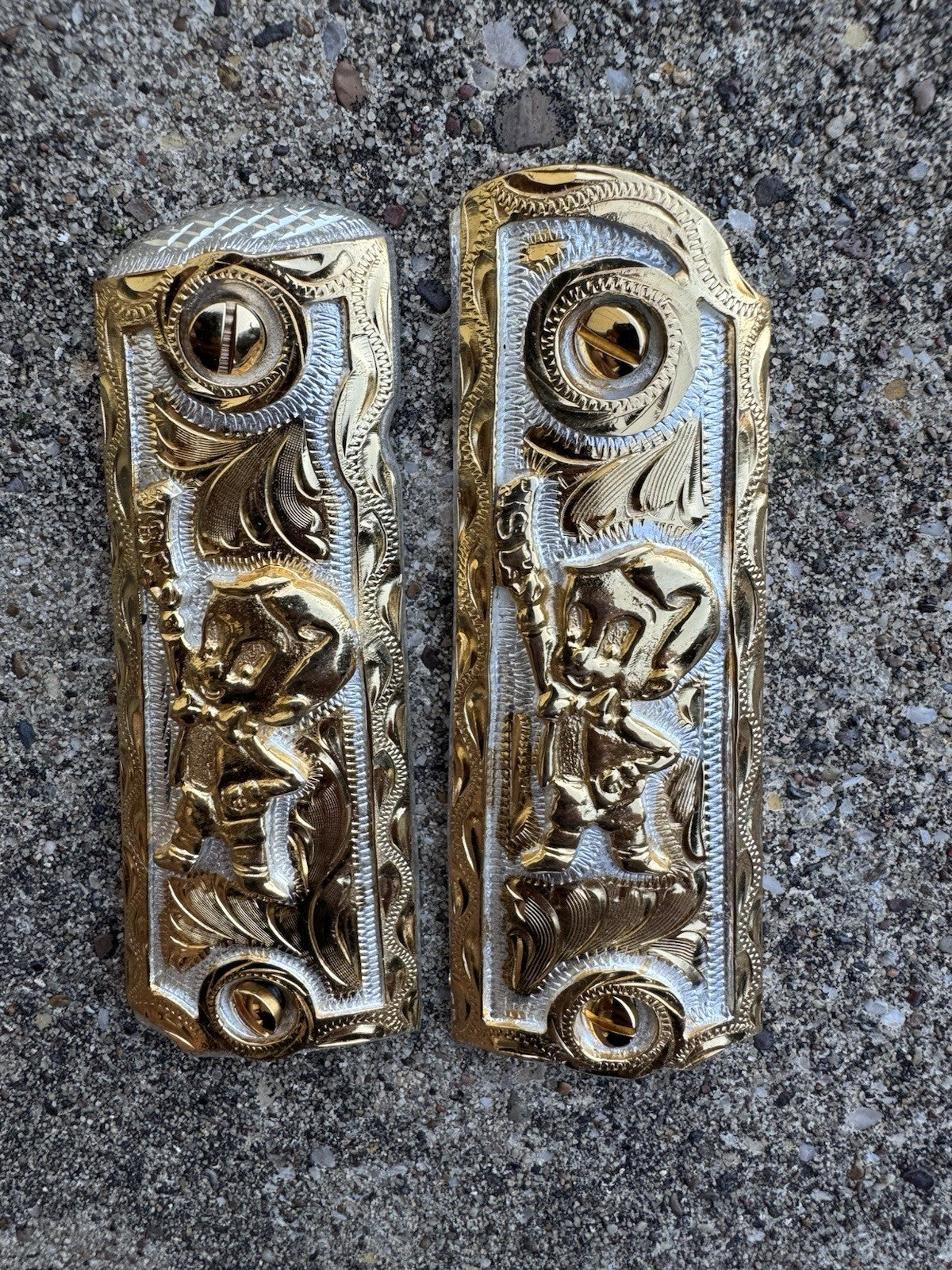 1911 45 38 Super Full Size Richie Rich Gold Gun Pistol Grip Cachas & 24K Screws