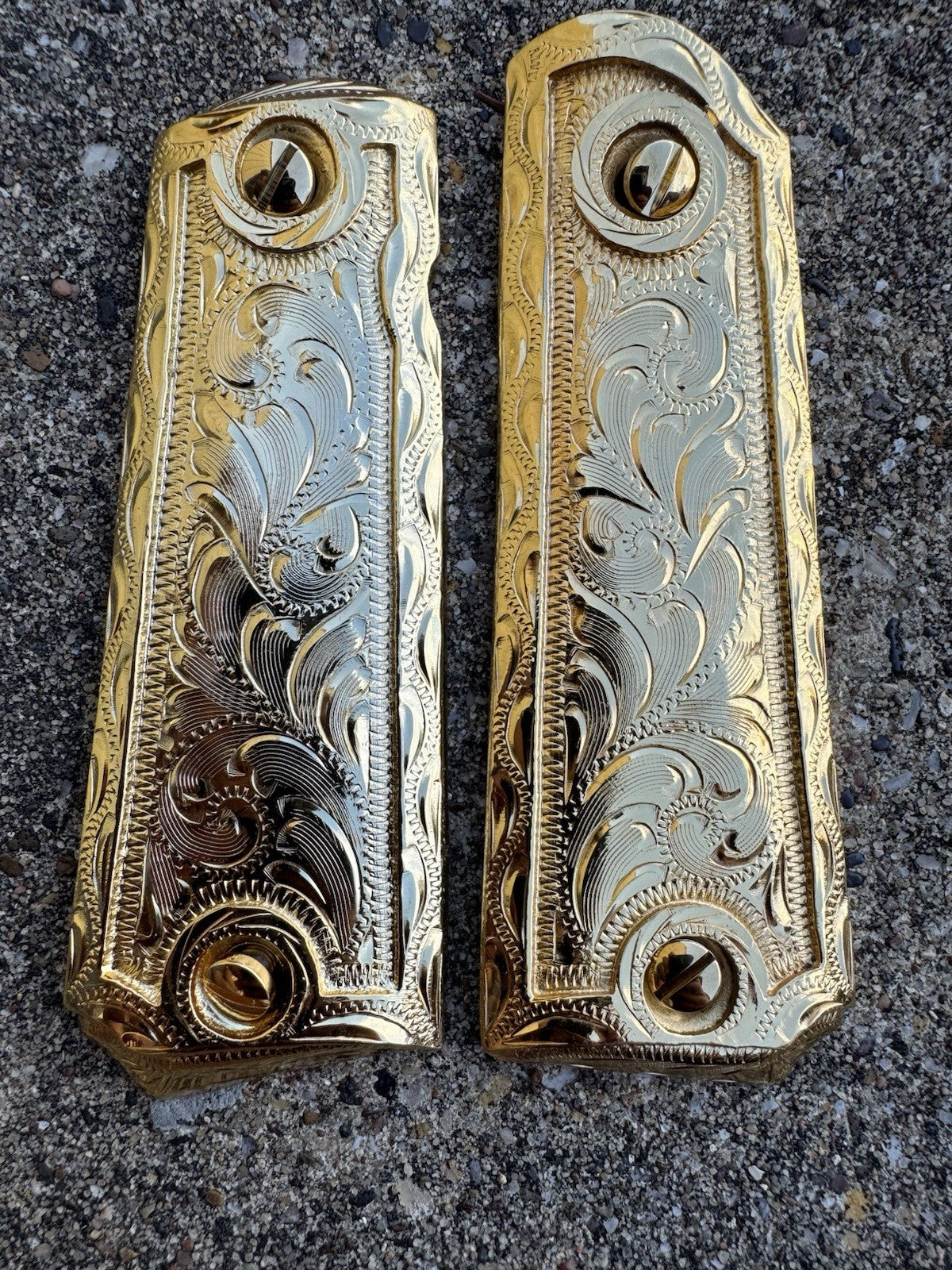 1911 45 38 Super Full Size Gold Gun Pistol Grip Cachas Chapeado & 24K Screws