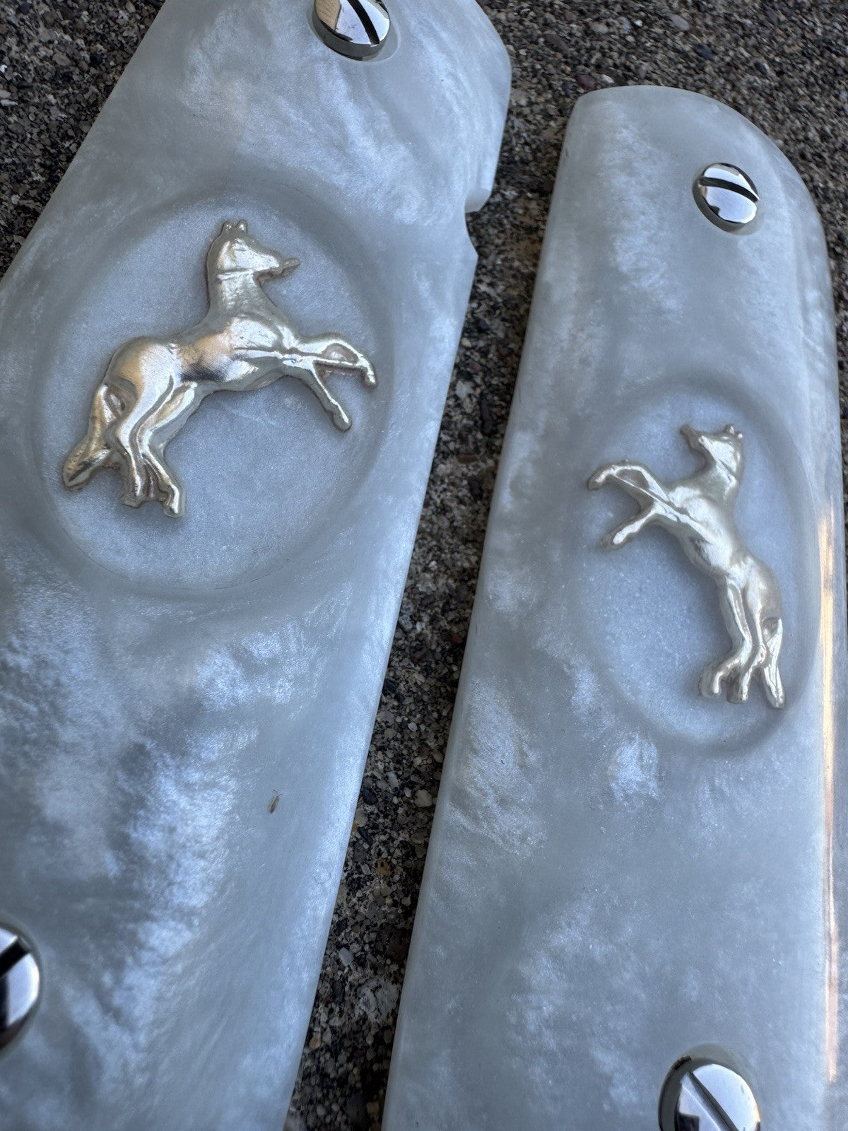 1911 45 38 Super Full Size Resin SilverColt Horse Gun Pistol Grip Cachas