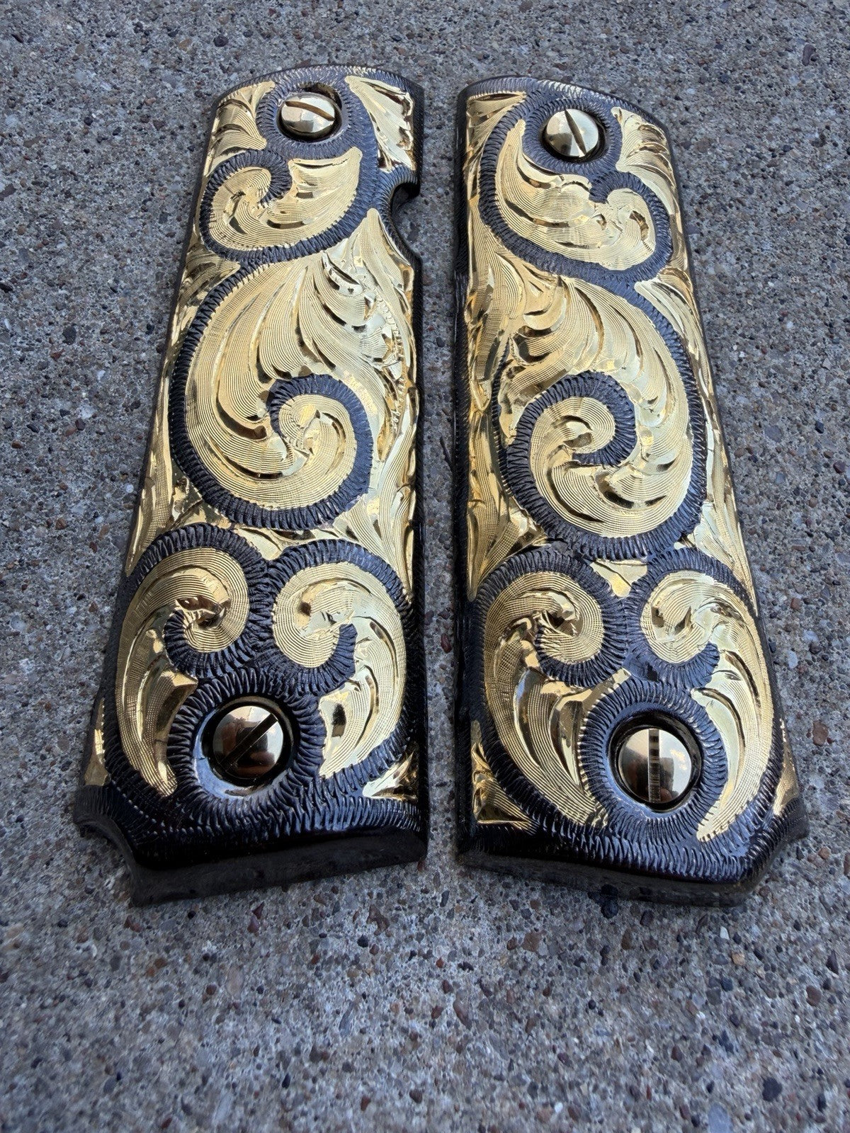 1911 45 38 Super Full Size Gold Gun Pistol Grip Cachas Chapeado & 24K Screws