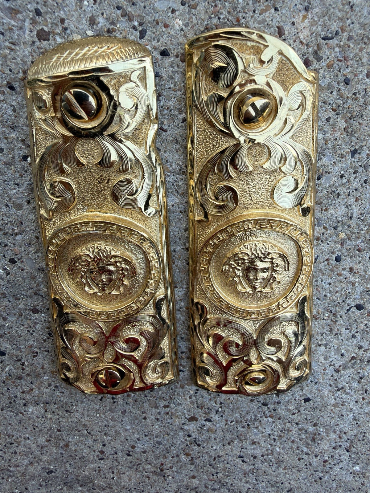 1911 45 38 Super Full Size Versace Gold Gun Pistol Grip Cachas & 24K Screws