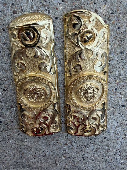 1911 45 38 Super Full Size Versace Gold Gun Pistol Grip Cachas & 24K Screws