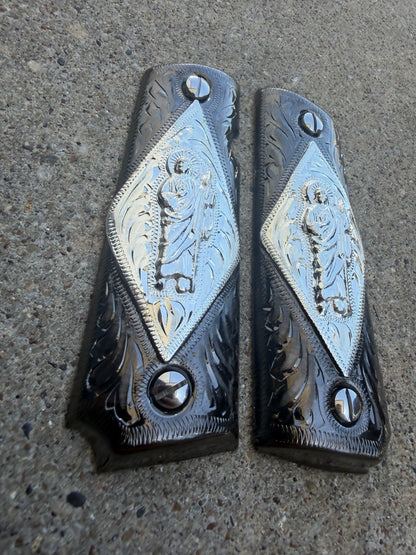 1911 45 38 Super Full Size San Judas Gun Pistol Grip Cachas & Polished Screws