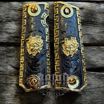 1911 45 38 Super Full Size Versace Gold Gun Pistol Grip Cachas & 24K Screws