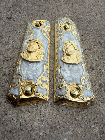 1911 45 38 Super Full Size Gold Gun Pistol Grip Cachas Chapeado & 24K Screws
