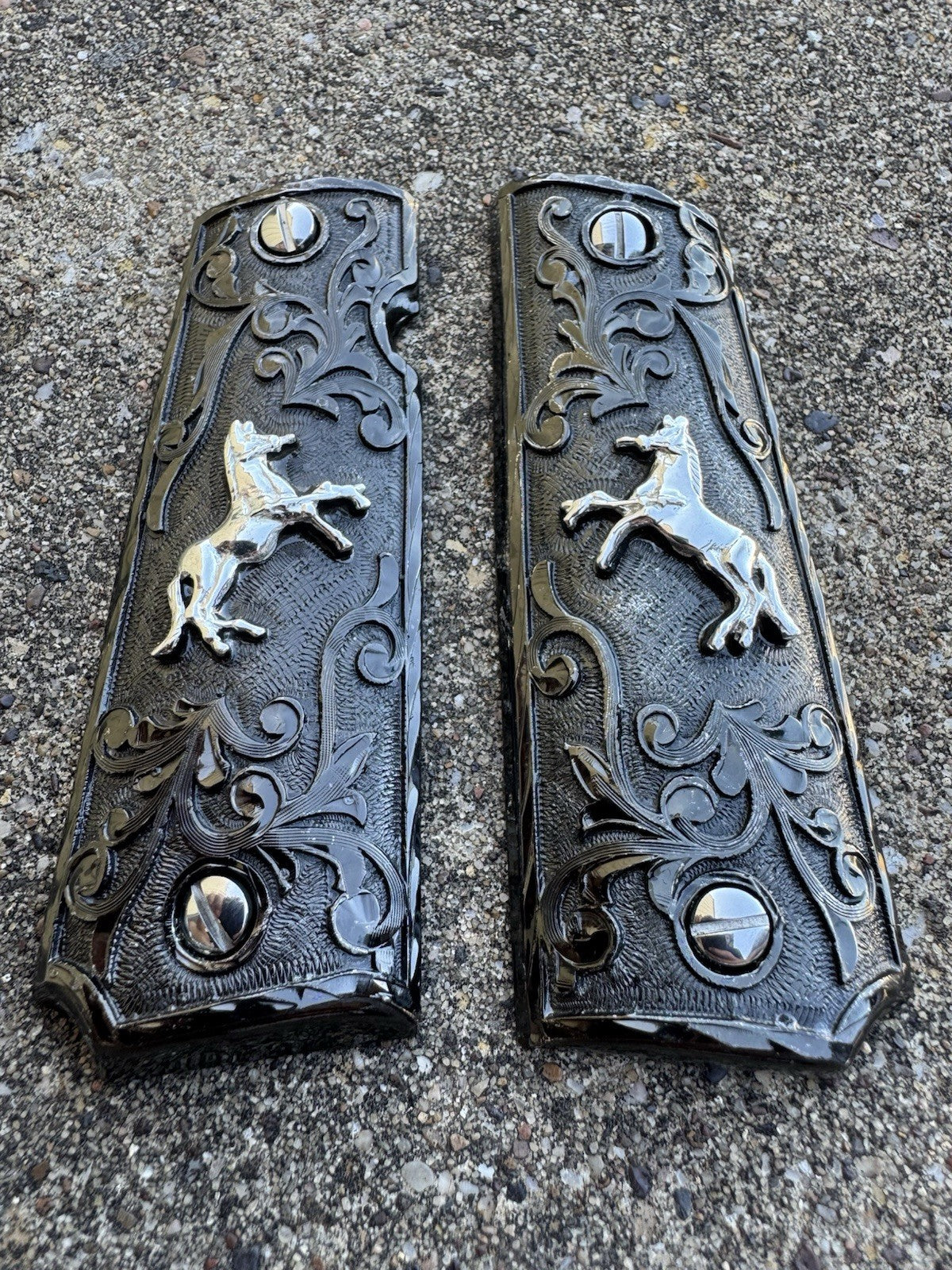 1911 45 38 Super Full Size Colt Horse Gun Pistol Grip Cachas & Polished Screws