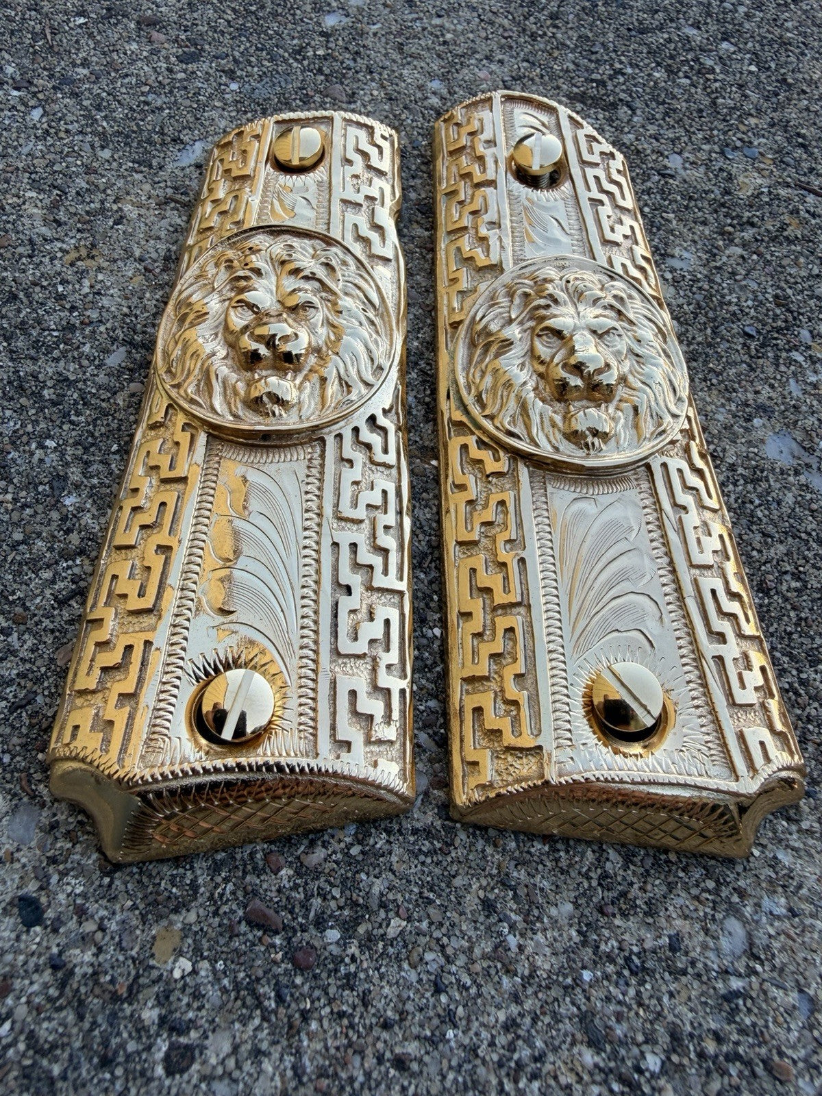 1911 45 38 Super Full Size Gold Gun Pistol Grip Cachas Chapeado & 24K Screws
