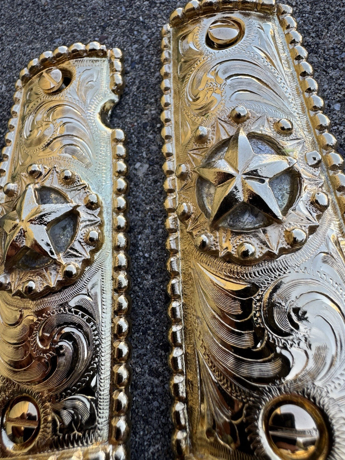 1911 45 38 Super Full Size Gold Gun Pistol Grip Cachas Chapeado & 24K Screws