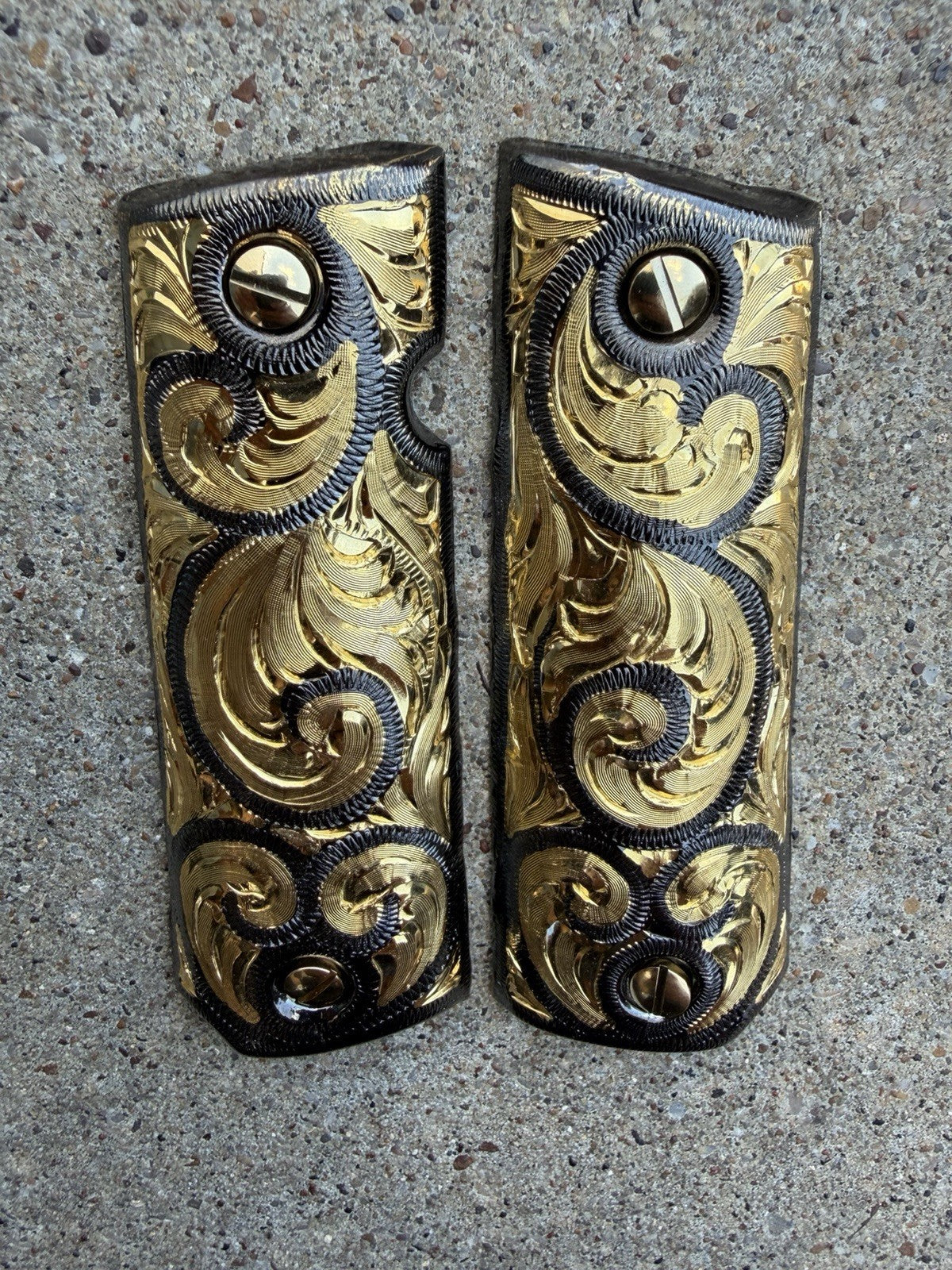 1911 45 38 Super Full Size Gold Gun Pistol Grip Cachas Chapeado & 24K Screws