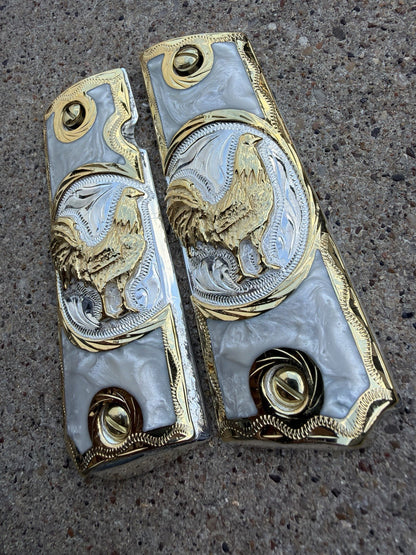 1911 45 38 Super Full Size Gallo Gold Gun Pistol Grip Cachas & 24K Screws