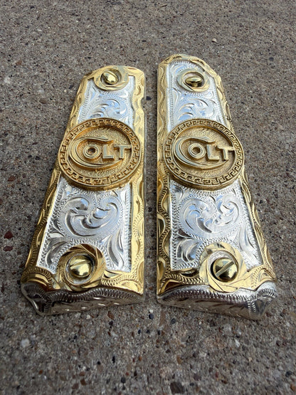 1911 45 38 Super Full Size COLT Gold Gun Pistol Grip Cachas & 24K Screws