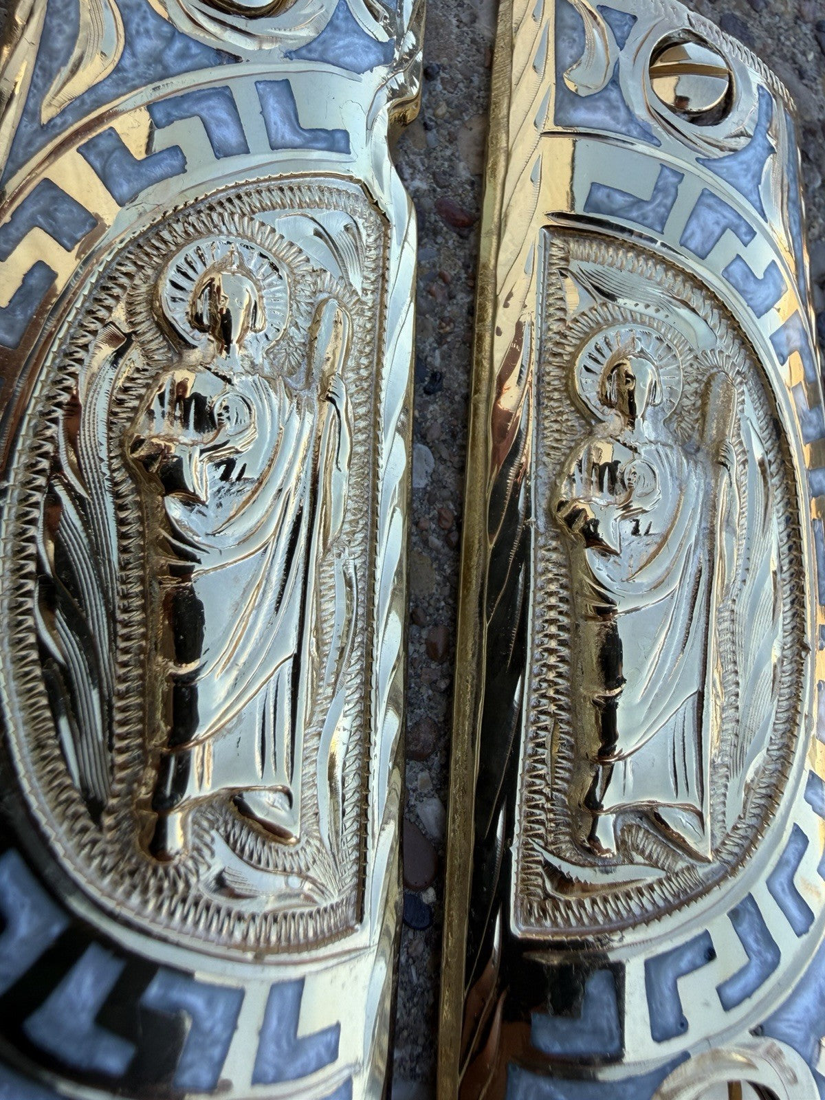 1911 45 38 Super Full Size San Judas Gold Gun Pistol Grip Cachas & 24K Screws