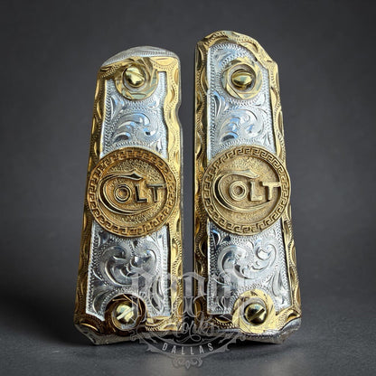 1911 45 38 Super Full Size COLT Gold Gun Pistol Grip Cachas & 24K Screws