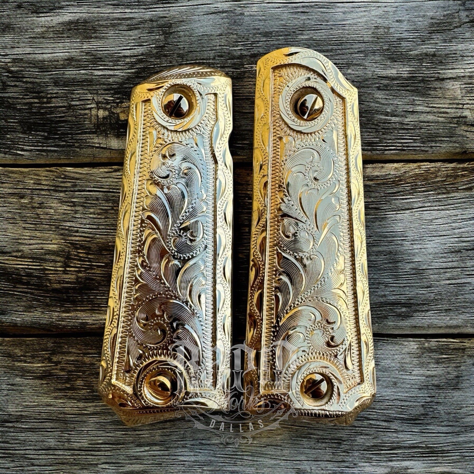 1911 45 38 Super Full Size Gold Gun Pistol Grip Cachas Chapeado & 24K Screws