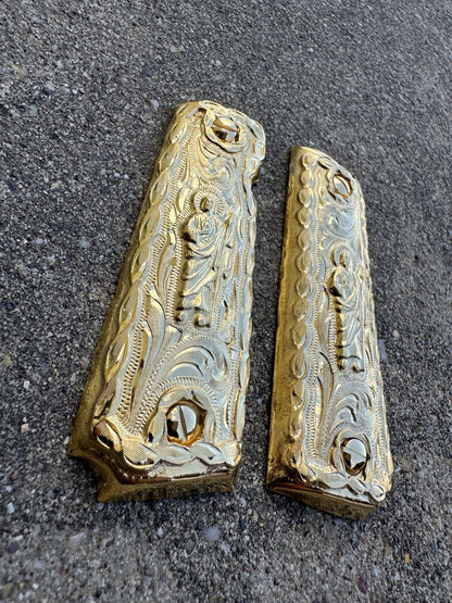 1911 45 38 Super Full Size San Judas Gold Gun Pistol Grips Cachas & 24K Screws