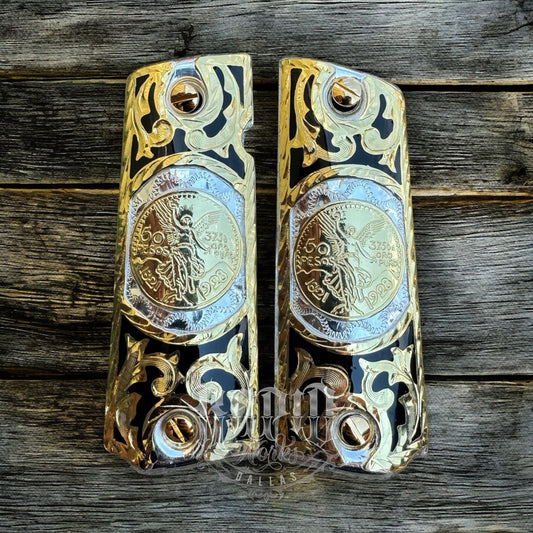 1911 45 38 Super Centenario Full Size Gold Gun Pistol Grip Cachas & 24K Screws