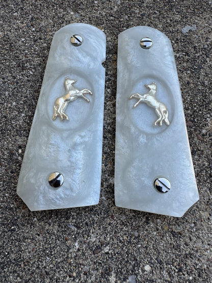 1911 45 38 Super Full Size Resin SilverColt Horse Gun Pistol Grip Cachas