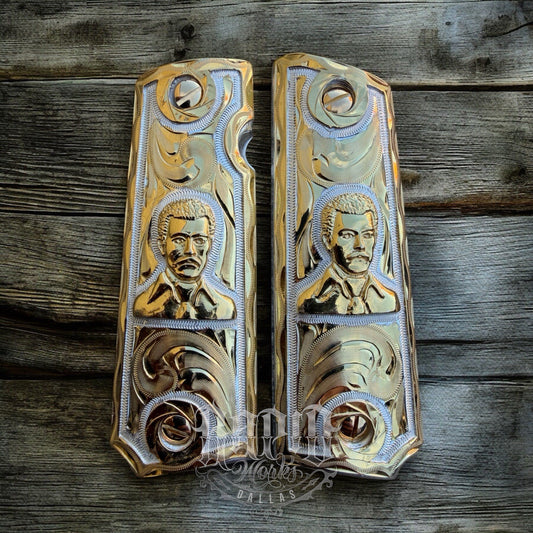 1911 45 38 Super Full Size Gold Gun Pistol Grip Cachas & 24K Screws