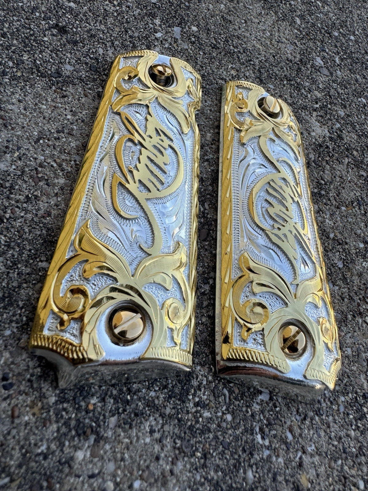 1911 45 38 Super Full Size KIMBER Gold Gun Pistol Grip Cachas & 24K Screws