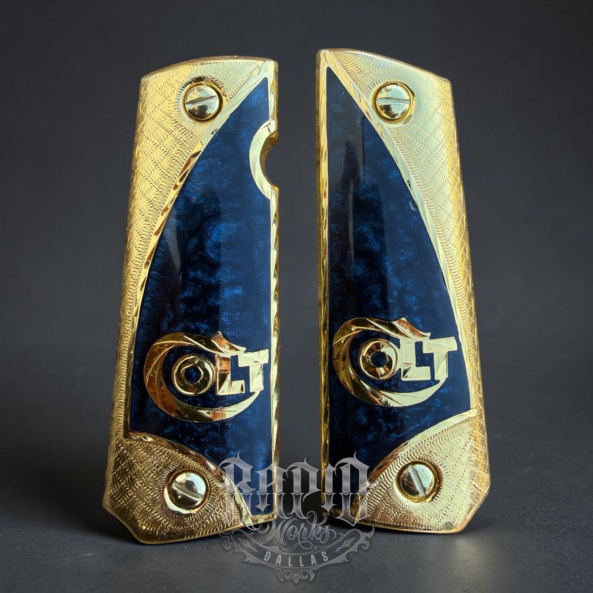 1911 45 38 Super Full Size COLT Gold Gun Pistol Grip Cachas Chapeado & 24K Screw