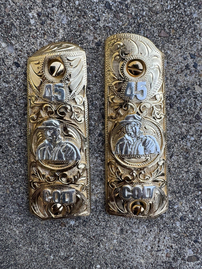 1911 45 38 Super Full Size Chapo Gold Gun Pistol Grip Cachas & 24K Screws