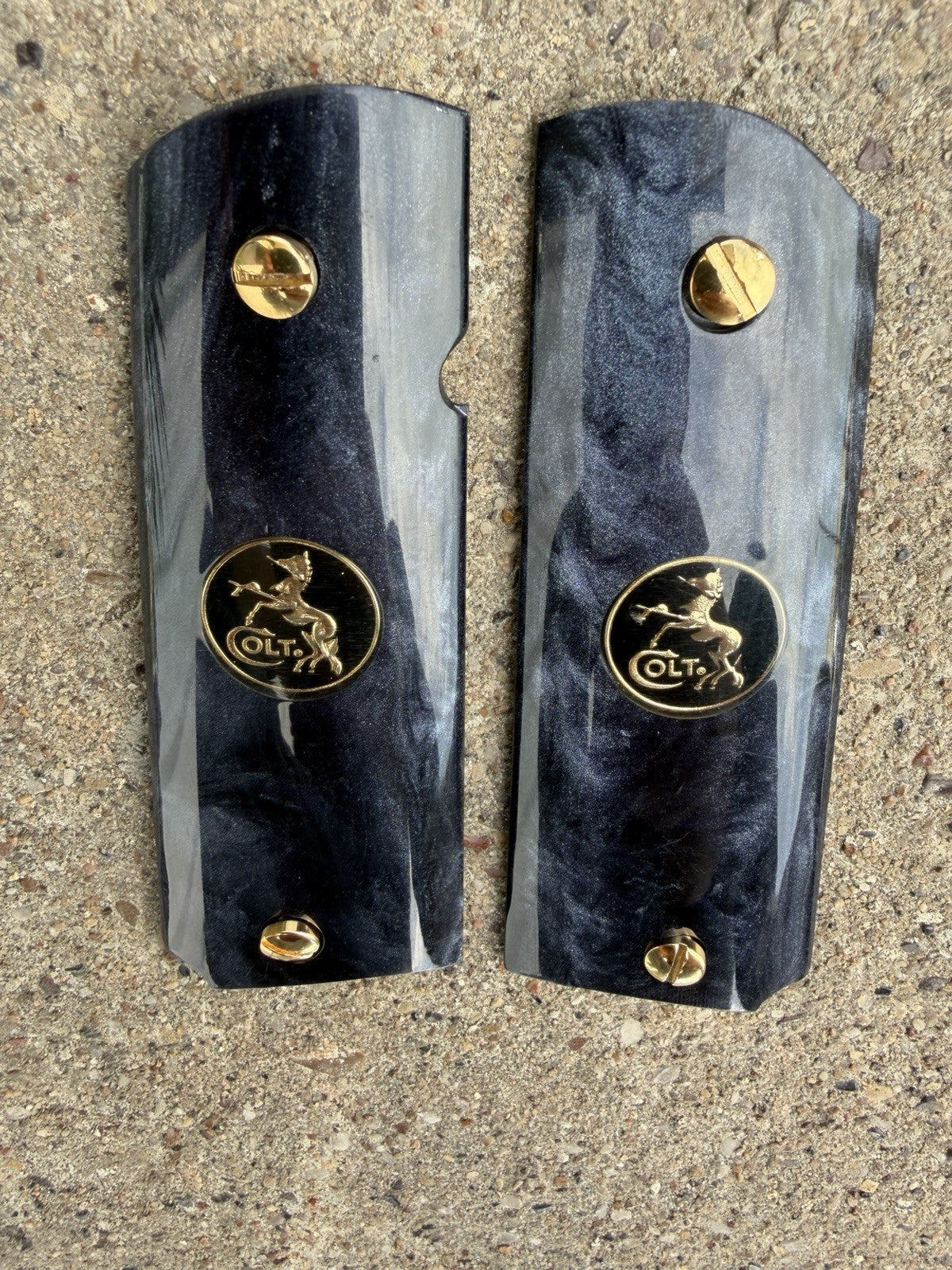 1911 45 38 Super Full Size Gold Gun Pistol Grip Cachas Chapeado & 24K Screws