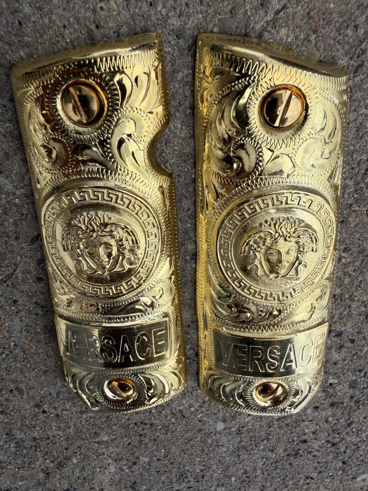 1911 45 38 Super Full Size Versace Gold Gun Pistol Grip Cachas & 24K Screws