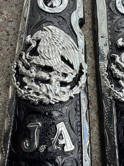 1911 45 38 Super Full Size Mexican Eagle "J.A" Gun Pistol Grip Cachas & Screws